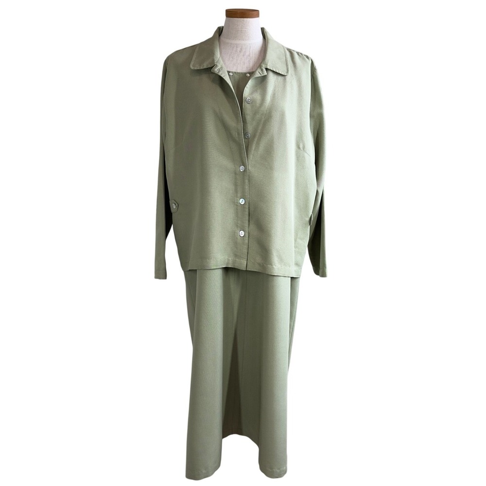 90s C.J. Banks Womens 2 Pc Dress Set 18W Jumper Jacket Modest Lagenlook Cottage